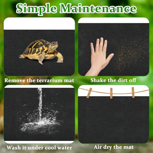 2 PCS Reptile Carpet Terrarium Floor Liner Bedding Substrate Washable Reptile Cage Mat Tank Accessories Pet Mat for Lizard Bearded Dragon Snake Tortoise Leopard (24''×47'')