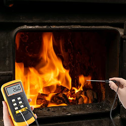 2 Pcs Thermocouple Thermometer Digital K Type HVAC Dual Channels Digital Thermometer with 8 Thermocouples Max/min Temperature Measurement, -50~1300°c (-58~2372°f) High Temperature Pyrometer