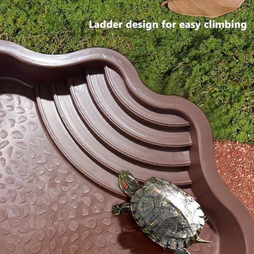 La La Pet®Set of 3 Tortoise Water Dish with Ramp Tortoise Food Dish Water Bowl Reptile Bathing Pool Feeding Dish Aquarium Ornament for Gecko/Snake/Bearded Dragon/Lizard