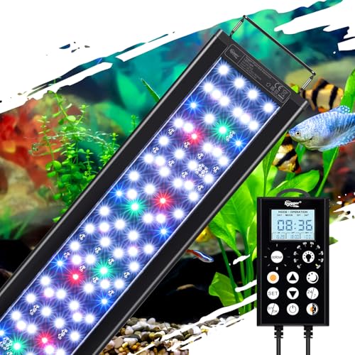 hygger Programmable LED Aquarium Light, Full Spectrum for Planted Tank, 58W | 24/7 Sunrise Sunset Cycle, 8 Color Adjustable Brightness Fish Tank Light,Extendable Brackets Aquarium Lamp for 47-53''Tanks - size: XXL（For 47-53 "fish tank）