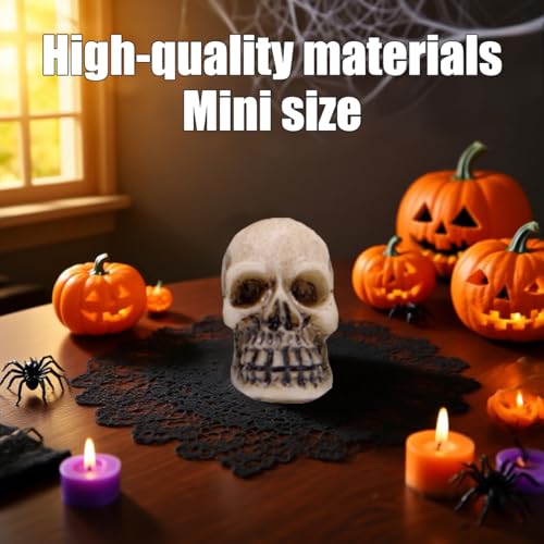 40 Pcs Halloween Mini Skulls Miniature Skeleton Heads Decoration, Tiny Resin Skulls Heads Figurine for Halloween Decoration Crafts Party Favor