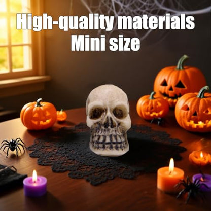 40 Pcs Halloween Mini Skulls Miniature Skeleton Heads Decoration, Tiny Resin Skulls Heads Figurine for Halloween Decoration Crafts Party Favor