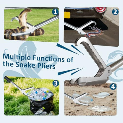 Snake Grabber Tool,Wide Jaw with Locking Function Reptile Tongs for Rattlesnakes Long Reach Folding Snake Catcher for Outdoor