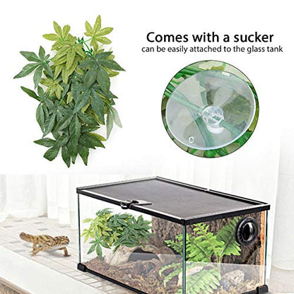 Reptiles Artificial Vine Plastic Fake Hanging Leaves Green Simulation Plant Reptile Terrarium Habitat Decor Aquarium Fish Ornament with a Sucker - size: 30cm
