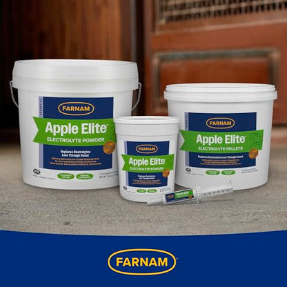 Farnam Apple Elite Electrolyte Supplement for Horses, Replaces Vital Minerals, for Hydration, No Added Sugar, Horse Supplements with Sodium, Potassium, Calcium & Magnesium, 7.5 lb, 40 Day Supply - size: 7.5 pounds