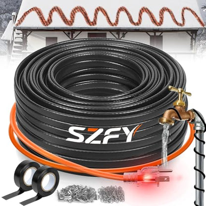 100FT Heat Tape for Water Pipes, -40°F Deicing Cable,Pipe Heating Cables for Roof,Gutter，Farm，Freeze Protetion Heat Trace Cable, Heated Water Hose,Plumbing Fixtures,120V 5W/FT - size: 99FT
