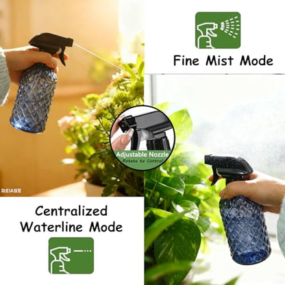 YYTSGG Glass Plant Mister Bottle, 13.5oz Refillable Water Spray Bottle with Adjustable Mist Nozzle for Indoor Flowers, Outdoor Gardening, Cleaning, Hair and Pets Care(Grayish Blue) - color: Grayish Blue