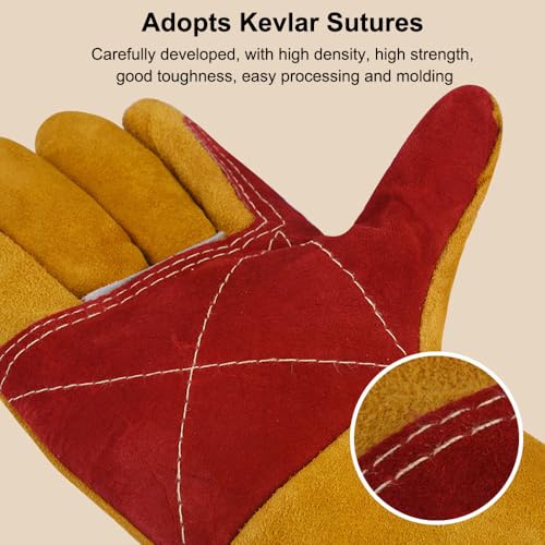 Pilipane Animal Handling Gloves Bite Proof Scratch Leather Pet Gloves for Cat Dog Bird Snake Handling Veterinarians Groomers Zoo Workers Gray Yellow 23.6 Inches (60cm Yellow Thickened) - color: 60cm Yellow Thickened