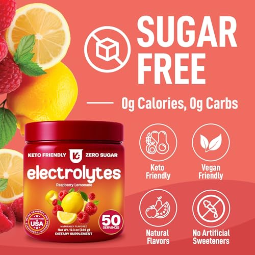 Keppi Electrolytes Powder – Raspberry Lemonade Flavor 50 Servings – No Sugar Hydration Supplement with Magnesium, Potassium, Sodium – Keto, Vegan, Fasting-Friendly, Zero Calorie Electrolyte Drink - size: 50 Servings - Tub