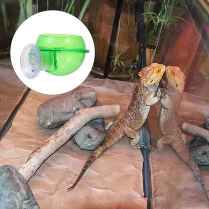 SUPVOX Reptile Food Bowl with Suction Cup, Anti-Escape Lizard Feeder Water Bowl, Practical Feeding Container for Geckos and Crawling Pets, 2pcs for Terrarium Use