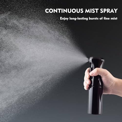 Continuous Spray Bottle, 6.8 OZ Hair Spray Bottles, Ultra-Fine Mister Spray Bottle for Hairstyling, Cleaning, Plants, Pets, Salons, and More (1 Pack) - color: Whole Black