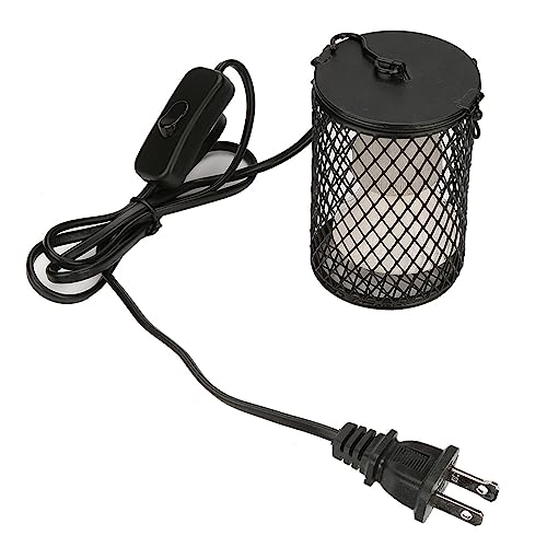 Ejoyous Ceramic Heat Lamp Bulb with Cage, 100W Infrared Ceramic Emitter Heat Light Bulb Lamp for Lizard Snake Chick Turtle Reptile Brooder Offers Heating of 20,000 (US Standard - color: Black