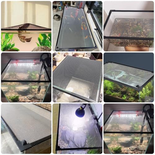 Katzowen DIY Fish Tank Top Cover/Anti-Jumping Net with Magnetic Edges, Mesh Terrarium Lid Aquarium Hood, Square Ventilation Opening Screen Netting, Cut to Size(L13.8xW13.8in/35x35cm) - size: L13.8xW13.8in/35x35cm