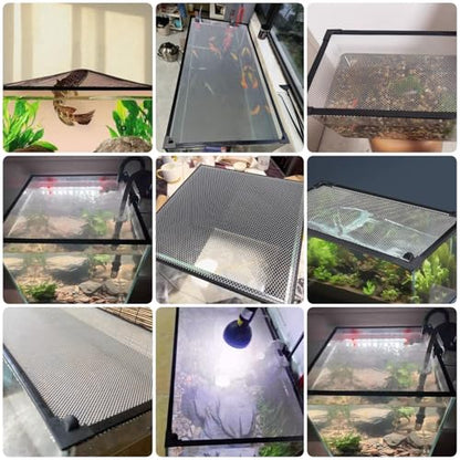 Katzowen DIY Fish Tank Top Cover/Anti-Jumping Net with Magnetic Edges, Mesh Terrarium Lid Aquarium Hood, Square Ventilation Opening Screen Netting, Cut to Size(L13.8xW13.8in/35x35cm) - size: L13.8xW13.8in/35x35cm