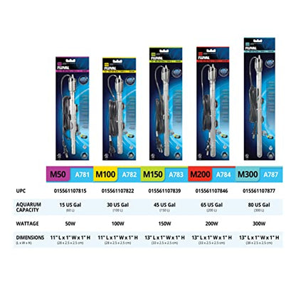Fluval M 150-Watt Submersible Aquarium Heater – Reliable, Compact Heating with Mirror Technology for Fresh & Saltwater Tanks Up to 45 Gallons - size: M150