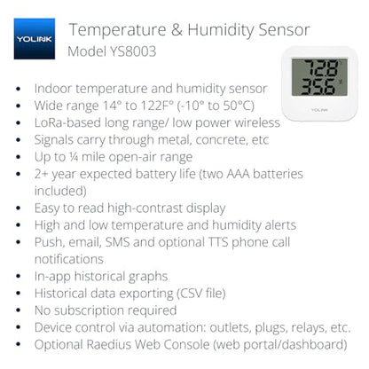 Smart Wireless Temperature Sensor/Humidity Sensor Wide Range (-22 to 158 Degrees) for Fridge Monitoring Pet Cage/Tank Monitoring, Smartphone Alerts, Compatible with Alexa IFTTT - Hub Included - style: 1-Pack with Hub