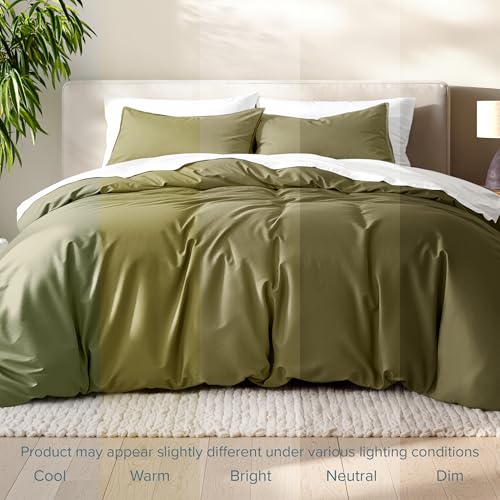 Bare Home Bedding Duvet Cover Extra Long Size - Premium 1800 Super Soft Collection - Lightweight, Cooling - Soft Breathable Bedding Duvet Cover (Twin/Twin XL, Olive) - color: 22 - Olive (No Comforter), size: Twin/Twin XL