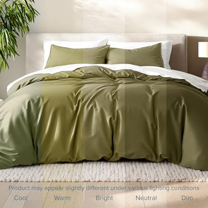 Bare Home Bedding Duvet Cover Extra Long Size - Premium 1800 Super Soft Collection - Lightweight, Cooling - Soft Breathable Bedding Duvet Cover (Twin/Twin XL, Olive) - color: 22 - Olive (No Comforter), size: Twin/Twin XL