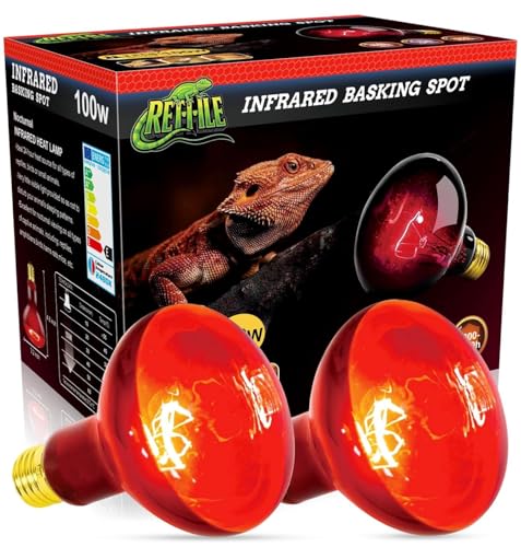 Red Reptile Heat Lamp Bulb,120V 100W Infrared Heat Emitter Red Heat Lamp for Reptile Amphibian, Infrared Basking Spot Light Bulb 2PCS - style: Infrared Basking Light Bulb 100W
