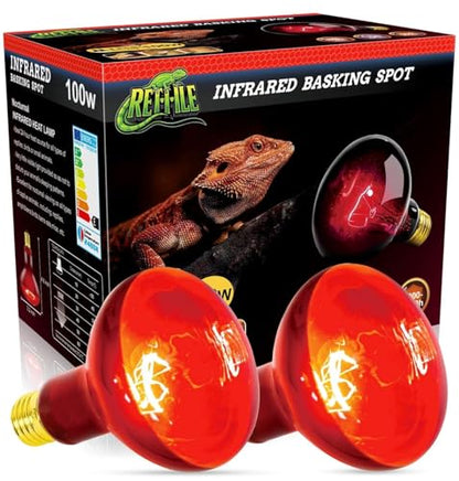 Red Reptile Heat Lamp Bulb 100W, Infrared Heat Emitter Red Heat Lamp for Reptile Amphibian, Infrared Basking Spot Light Bulb 2PCS - style: Infrared Basking Light Bulb 100W