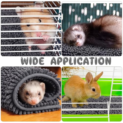 Amylove 4 Pcs Guinea Pig Cage Liner 12 x 12 Inch Washable Shaggy Chenille Pee Pads Pet Dog Cat Bedding Training Mat Reusable for Small Animals Puppy Bunny Hamster Chinchilla - color: Dark Gray, size: 12 x 12 Inch, style: Shaggy Chenille