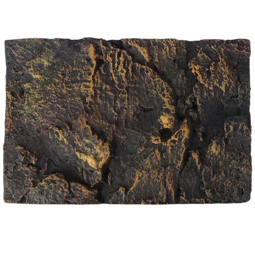3D Reptile Tank Background Board Pu Material Textured Decorative Panel for Turtle Terrarium Environment with Yellow Rock Pattern Suitable for Turtle and Reptile Tanks