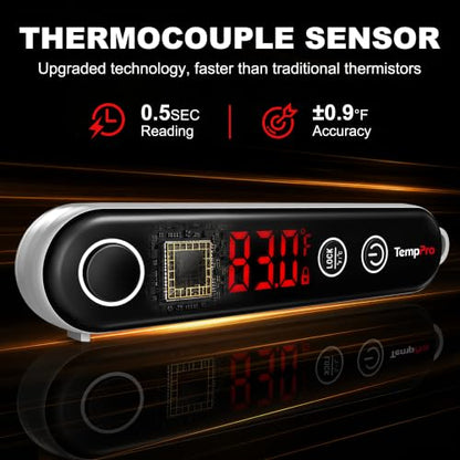 TempPro TP18 Thermocouple 0.5 Sec Instant Read Meat Thermometer Digital, Cooking Food Thermometer for Grill, BBQ, Smoker, Deep Fry, Candy, Bakeware-Fathers Day Gift for Dad(Previously ThermoPro)