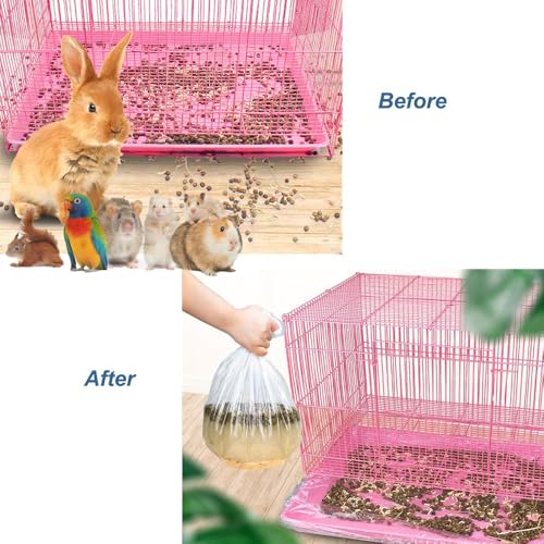 50 Pcs Disposable Rabbit Cage Liner Plastic Toilet Film Leak-Proof for Small Animals Bunny Guinea Pig Bird Cage Liners Litter Box Crate Tray Drawer Quick Cleanup Essentials Indoor (Medium) - size: Medium-Standard
