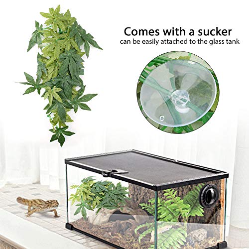 Reptiles Artificial Vine Plastic Fake Hanging Leaves Green Simulation Plant Reptile Terrarium Habitat Decor Aquarium Fish Ornament Reptile Vines with a Sucker - size: 40cm