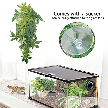 Reptiles Artificial Vine Plastic Fake Hanging Leaves Green Simulation Plant Reptile Terrarium Habitat Decor Aquarium Fish Ornament Reptile Vines with a Sucker - size: 40cm