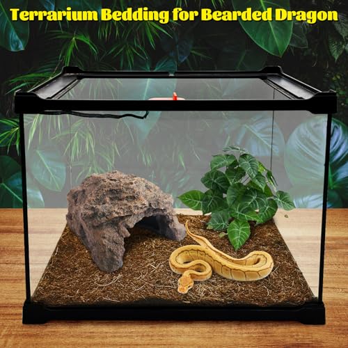 Hamiledyi Reptile Coconut Fiber Substrate Lizards Breathable Coconut Soil Tortoise Habitat Substrate Terrarium Bedding for Snake, Bearded Dragon, Gecko, Horned Frog, Hermit Crab, Tarantulas (1Pack)