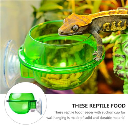 ULTECHNOVO 2sets Leopard Gecko Food Dish Pet Water Bowl with Suction Cup for Easy Feeding 4pcs*2 - color: Green 8pcs