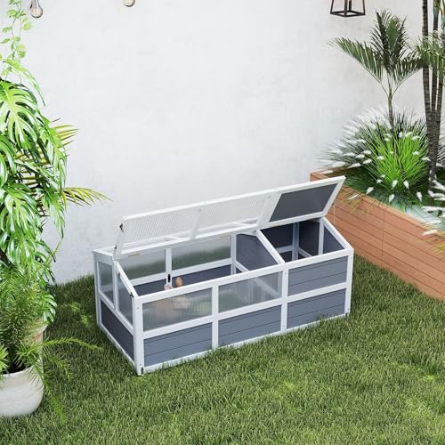 Professional Durable Tortoise Habitat Outdoor with Base-Free Design, Sliding Access Doors, Polycarbonate Sun Panel Windows, LightGray