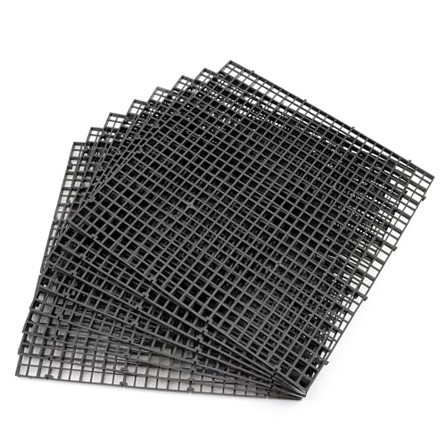 Aquarium Fish Tank Bottom Isolation 8 Pcs, Plastic Egg Crate Grid Divider Tray Egg (L 8pcs Black) - size: L 8pcs Black