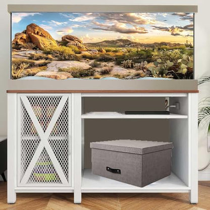 Reptile Habitat Background, Blue Sky Oasis Cactus Sun and Desert Terrarium Background with 6 EVA Double-Sided Tapes 48x24 inches/120x60 - color: Sun, size: 48"L x 24"W