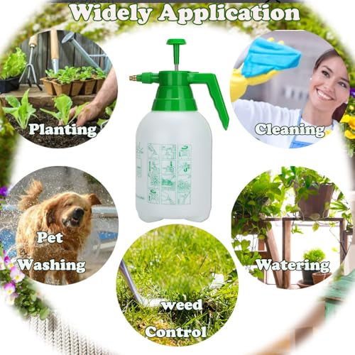 MRPAPA 2 Pack Handheld Pump Sprayer, Garden Pressure Water Spray Bottle with Adjustable Brass Nozzle for Plants (2L-Green-2PCS) - color: 2L-Green-2PCS