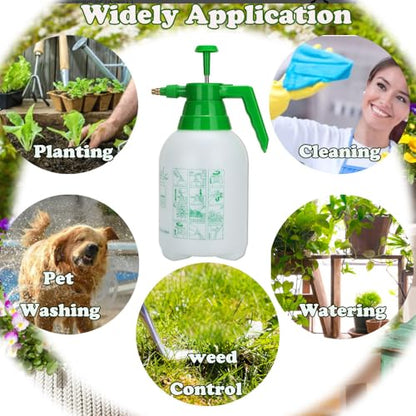 MRPAPA 2 Pack Handheld Pump Sprayer, Garden Pressure Water Spray Bottle with Adjustable Brass Nozzle for Plants (2L-Green-2PCS) - color: 2L-Green-2PCS