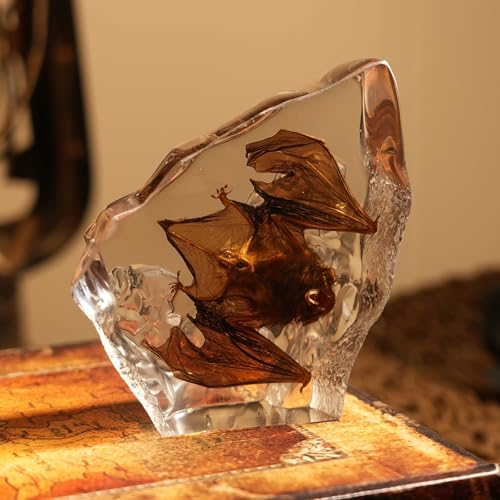Taxidermy Bat, Ice Sculpture Shape Real Bats Specimens High Quality Resin Animals for Science Classroom Science Education, Bat Decor Great Gift for Taxidermy, Oddities, Biology - color: Bat Specimen Ice Sculpture (3.07 x 0.98 inch)