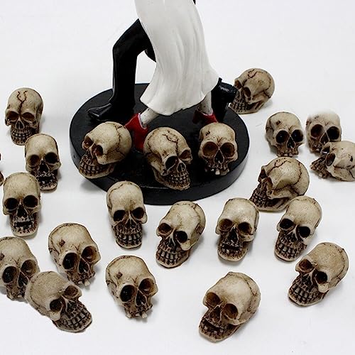 Eforcase 20PCS Miniature Skulls Heads Halloween Figurines Skeleton Skull Statues Ornament Halloween Prank Props Halloween Trick Toy Favors Crafts, Decoration for Desktop, Halloween and Easter