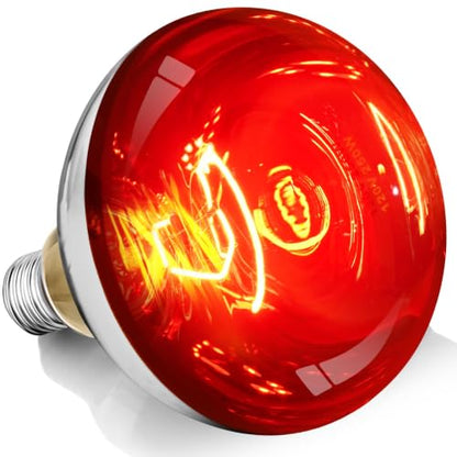 250W R40 Red Heat Lamp Bulbs, 8000 Hours Rated, Infrared Flood Light, Brooder Heating Lamp for Chickens, Reptiles, Pets, Bathroom, E26 Base - 1 Pack - color: Red, size: 1 Pack