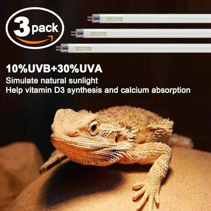 Celiwace T5 10.0 UVB Reptile Light Bulb 22 inch, Desert Reptile UVB Bulb 24W, for Lizards, Bearded Dragons, Chameleons