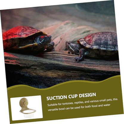 POPETPOP Reptile Feeding Cup Suction Cup Food and Water Dish for Tortoises Geckos and Lizards Easy Clean Spacious Design Tip Function for Terrarium Use