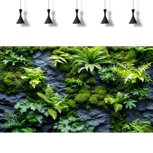 2 Packs Rock Wall Reptile Tank Background Lush Green Tropical Leaves Aquarium Background Nature's Embrace Tropical Green Plants Fish Tank Backgrounds Moss Wall Reptile Enclosure Backgrounds 30x18in - color: Green, size: 30(W)x18(H)in