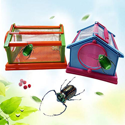 Insect Critter Keeper with Handle Easy to Observe Portable Plastic Reptile Terrarium for Bugs Lizards Frogs Insect Cage