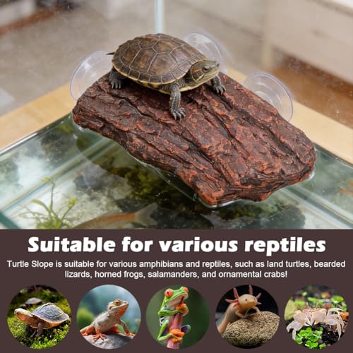 Turtle Basking Platform, Dock Resting Terrace Stone Aquarium Ornament Rock Landscaping Decoration, Climbing Ramp Shale Reptiles Dock for Small Reptile Frog Terrapin