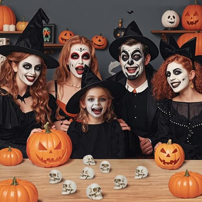 READAEER Resin Skull 4 pcs/Set, Mini Skull Model for Home Decoration, Halloween Skull Statue, Human Skull Head Bone Model for Desktop