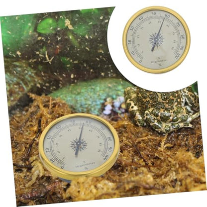 Analog Hygrometer with 2% Rh Resolution 72mm Golden Stainless Steel Indoor Humidity Gauge and High Precision Monitoring for Room and Reptile Terrarium Wall Mount