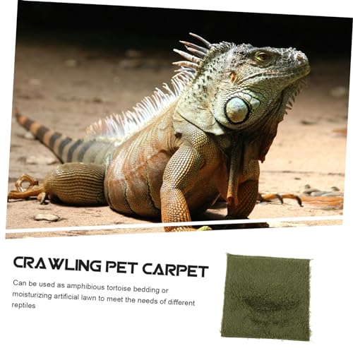 BESPORTBLE Reptile Carpet Mat Breathable and Comfortable Terrarium Liner for Lizards Frogs and Tortoises Easy to Cut for Moisture Retaining Imitation Grass Bedding - size: 20.00X20.00X0.50CM
