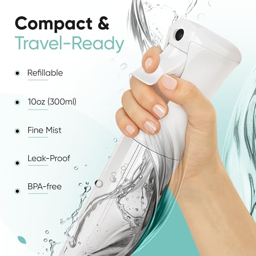 Aquableu Spray Bottle for Hair – Continuous Mist Spray Bottle for Hair Care, Styling, Cleaning, Plants, Pets & Essential Oils (Clear, 10oz) - color: Clear