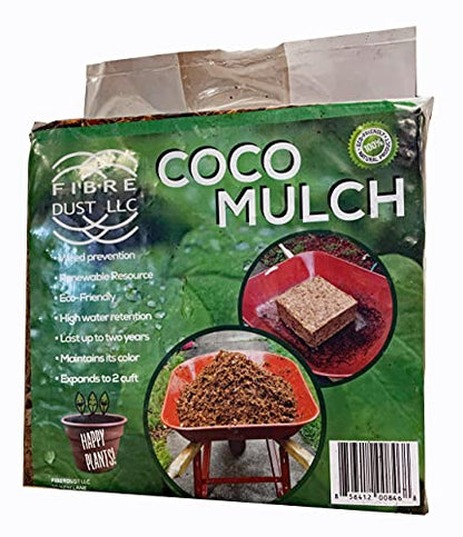 FibreDust 17 lbs Coconut Coir Mulch - 4KG Pack of 2-100% Natural Coconut Husk - Shredded and Cut Pieces - Great Ground Cover - Helps in Retention of Water - No Added Color
